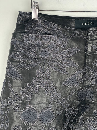 Gucci by Tom Ford SS00 Embroidered Leather Biker Pants