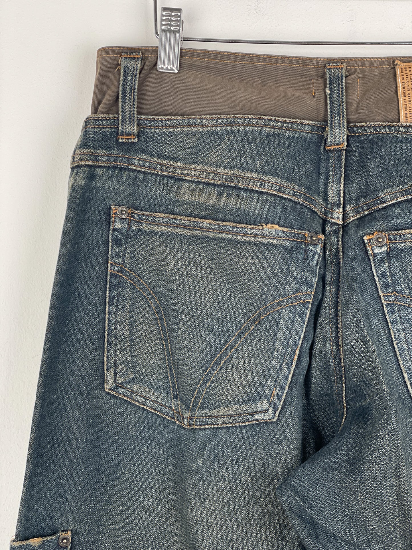 Dolce & Gabbana AW03 Double Waist Denim Cargo Pants
