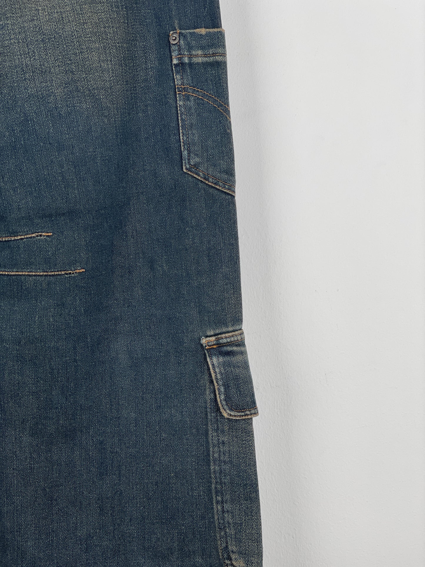 Dolce & Gabbana AW03 Double Waist Denim Cargo Pants
