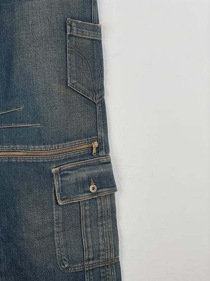 Dolce & Gabbana AW03 Double Waist Denim Cargo Pants