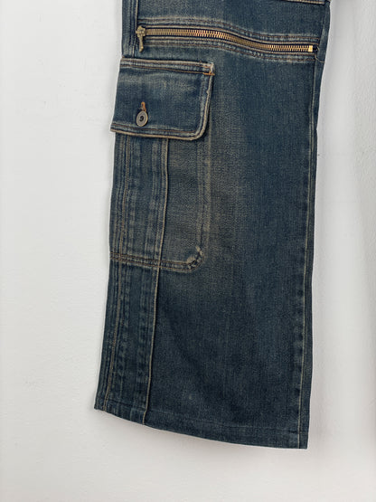 Dolce & Gabbana AW03 Double Waist Denim Cargo Pants