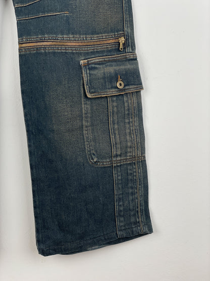 Dolce & Gabbana AW03 Double Waist Denim Cargo Pants