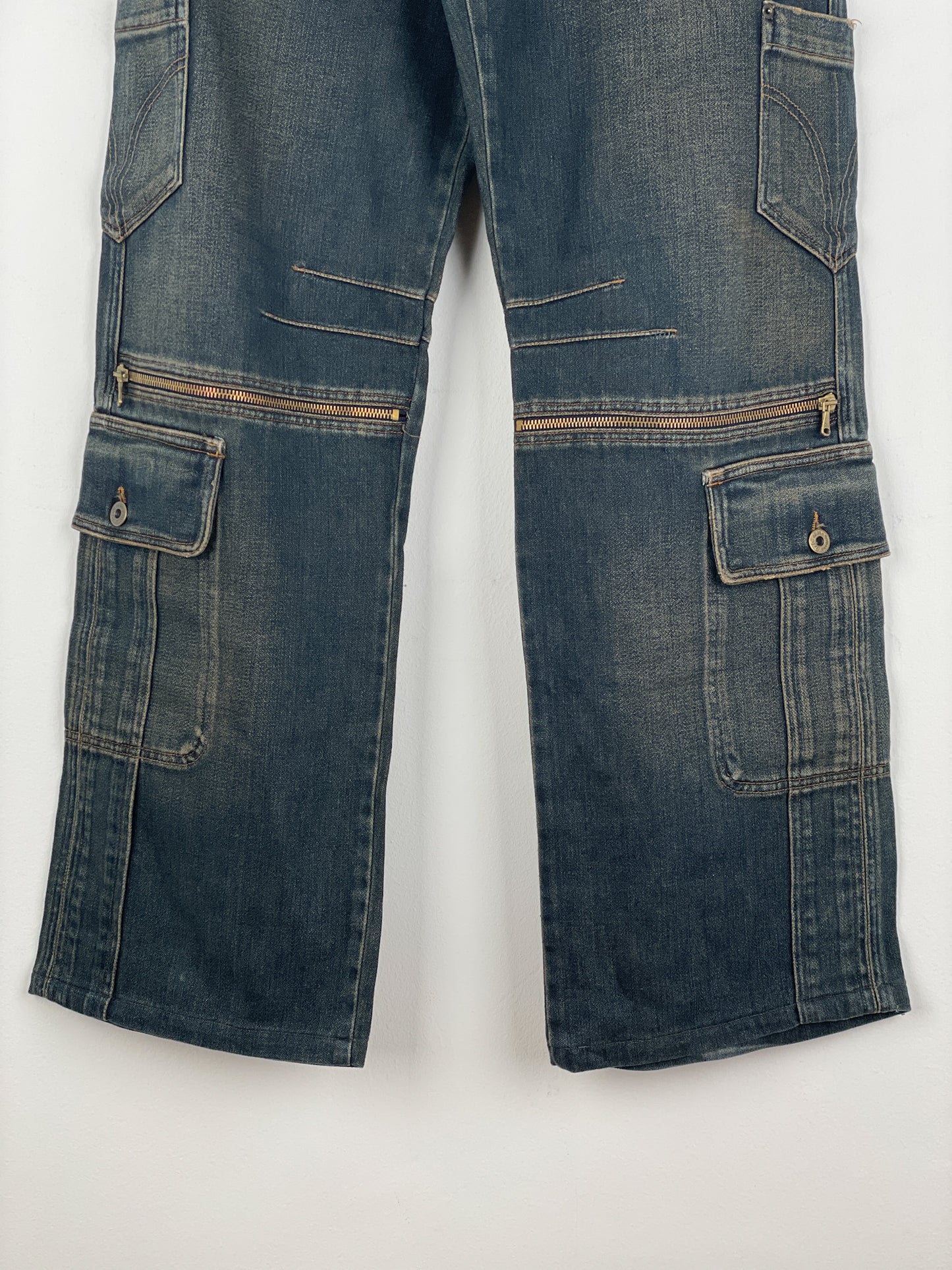 Dolce & Gabbana AW03 Double Waist Denim Cargo Pants