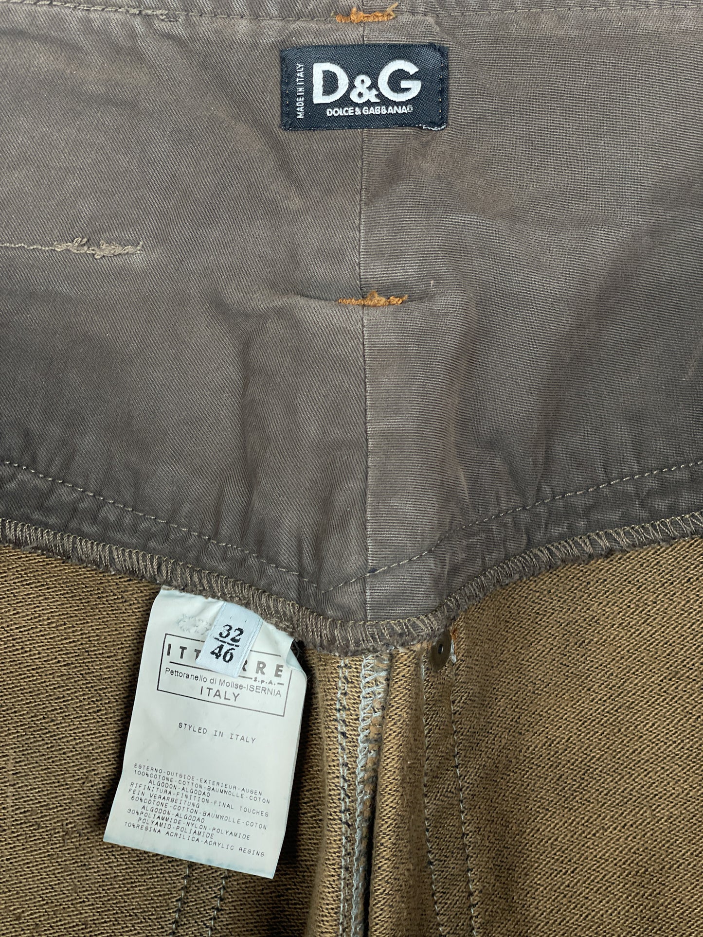 Dolce & Gabbana AW03 Double Waist Denim Cargo Pants