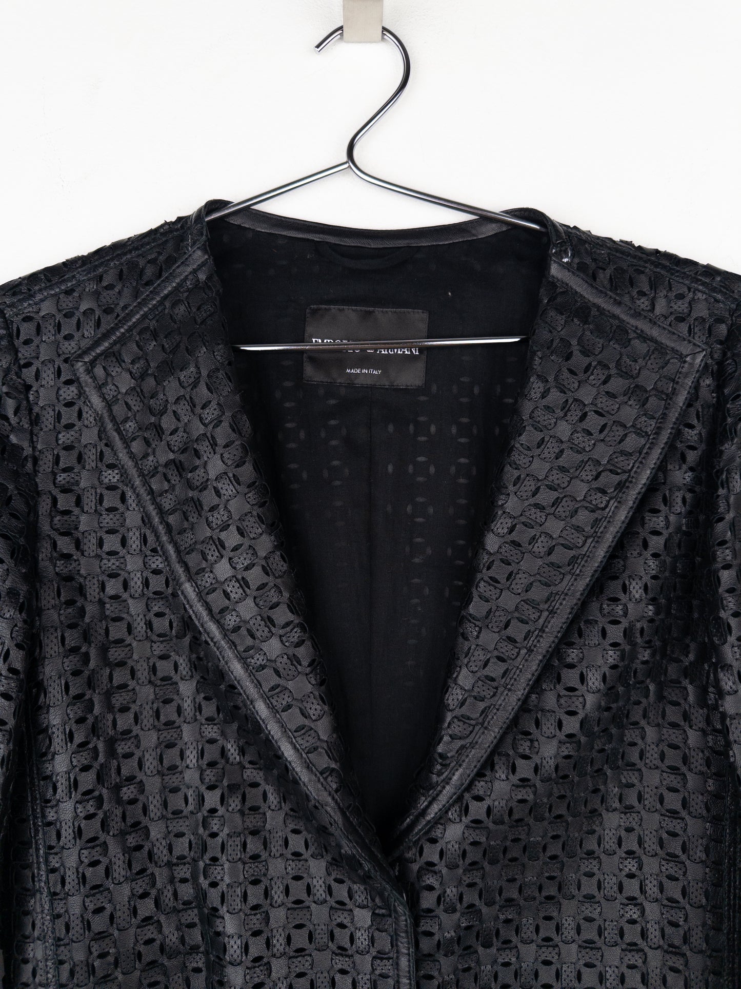 Armani 2000s Laser Cut Out Leather Blazer Jacket