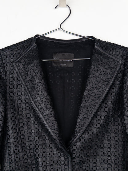 Armani 2000s Laser Cut Out Leather Blazer Jacket