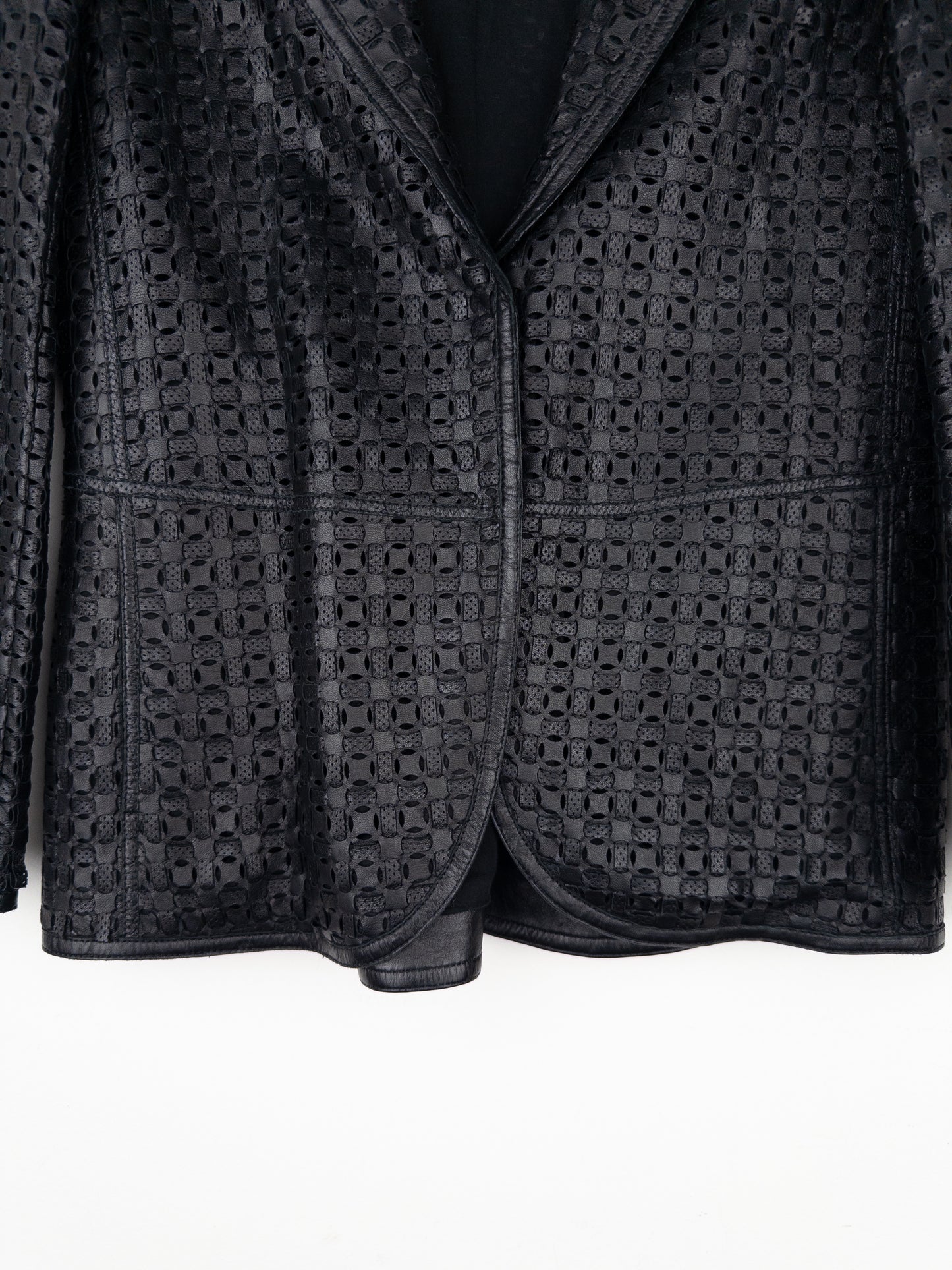 Armani 2000s Laser Cut Out Leather Blazer Jacket
