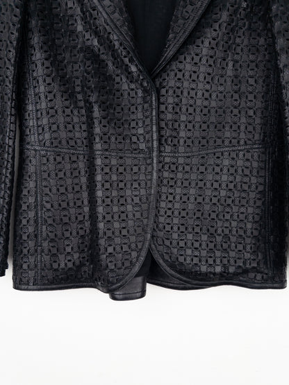 Armani 2000s Laser Cut Out Leather Blazer Jacket