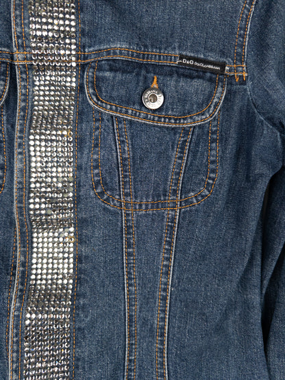 Dolce & Gabbana 2000s Rhinestone Denim Trucker Jacket