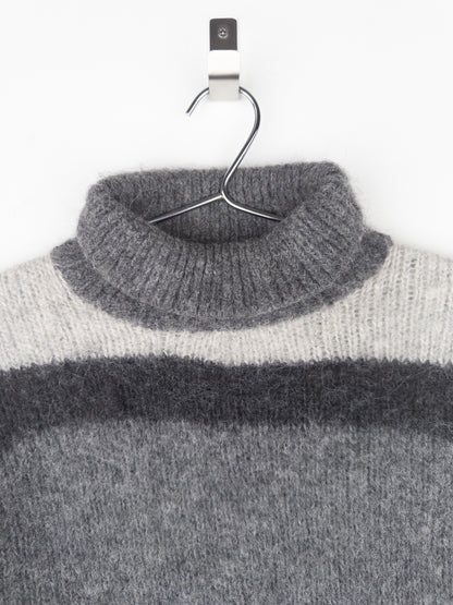 Prada 2000s Red Tab Geometric Fuzzy Knit Turtleneck Sweater