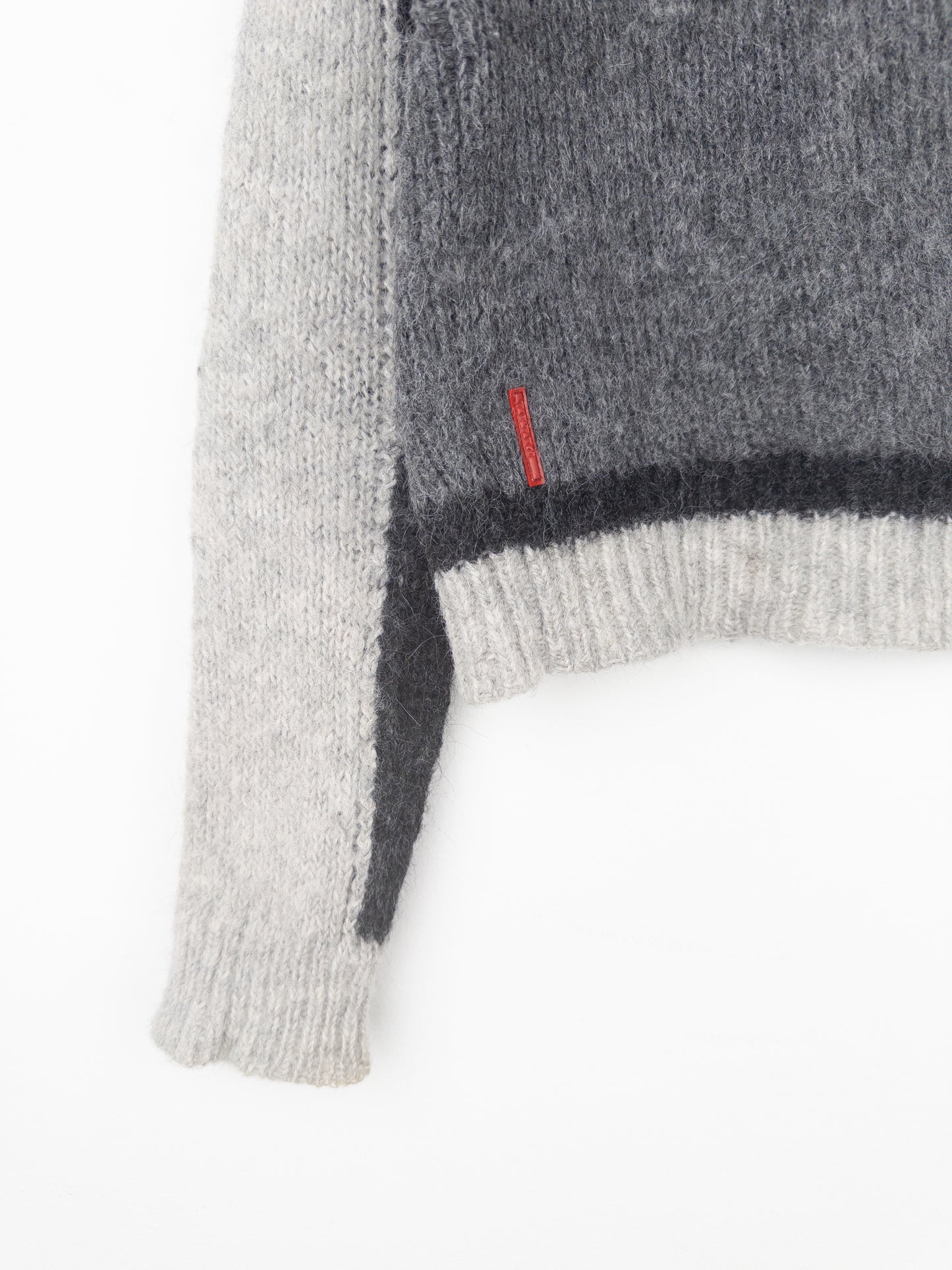 Prada 2000s Red Tab Geometric Fuzzy Knit Turtleneck Sweater