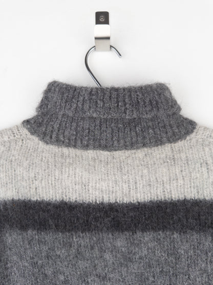 Prada 2000s Red Tab Geometric Fuzzy Knit Turtleneck Sweater