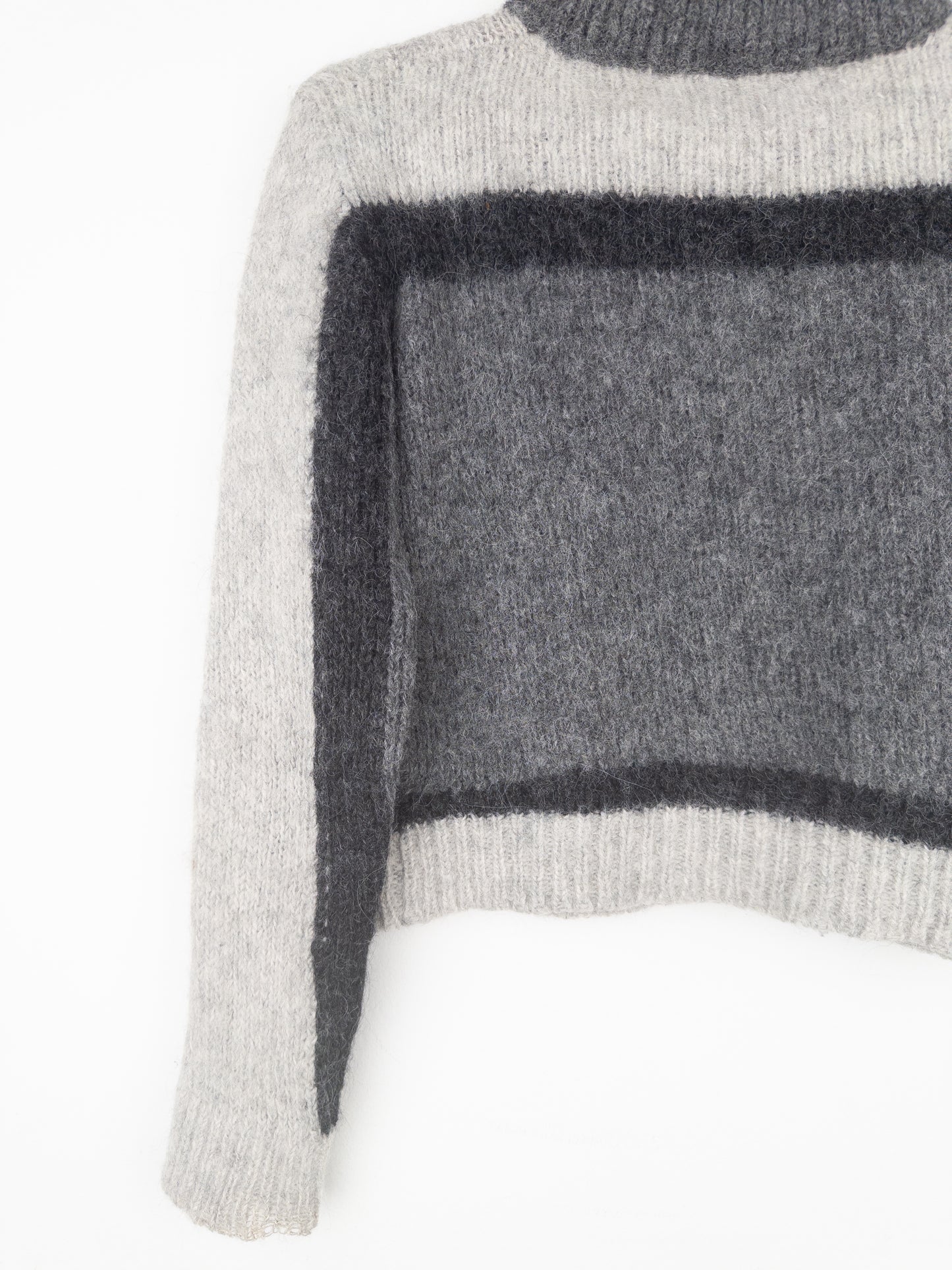 Prada 2000s Red Tab Geometric Fuzzy Knit Turtleneck Sweater