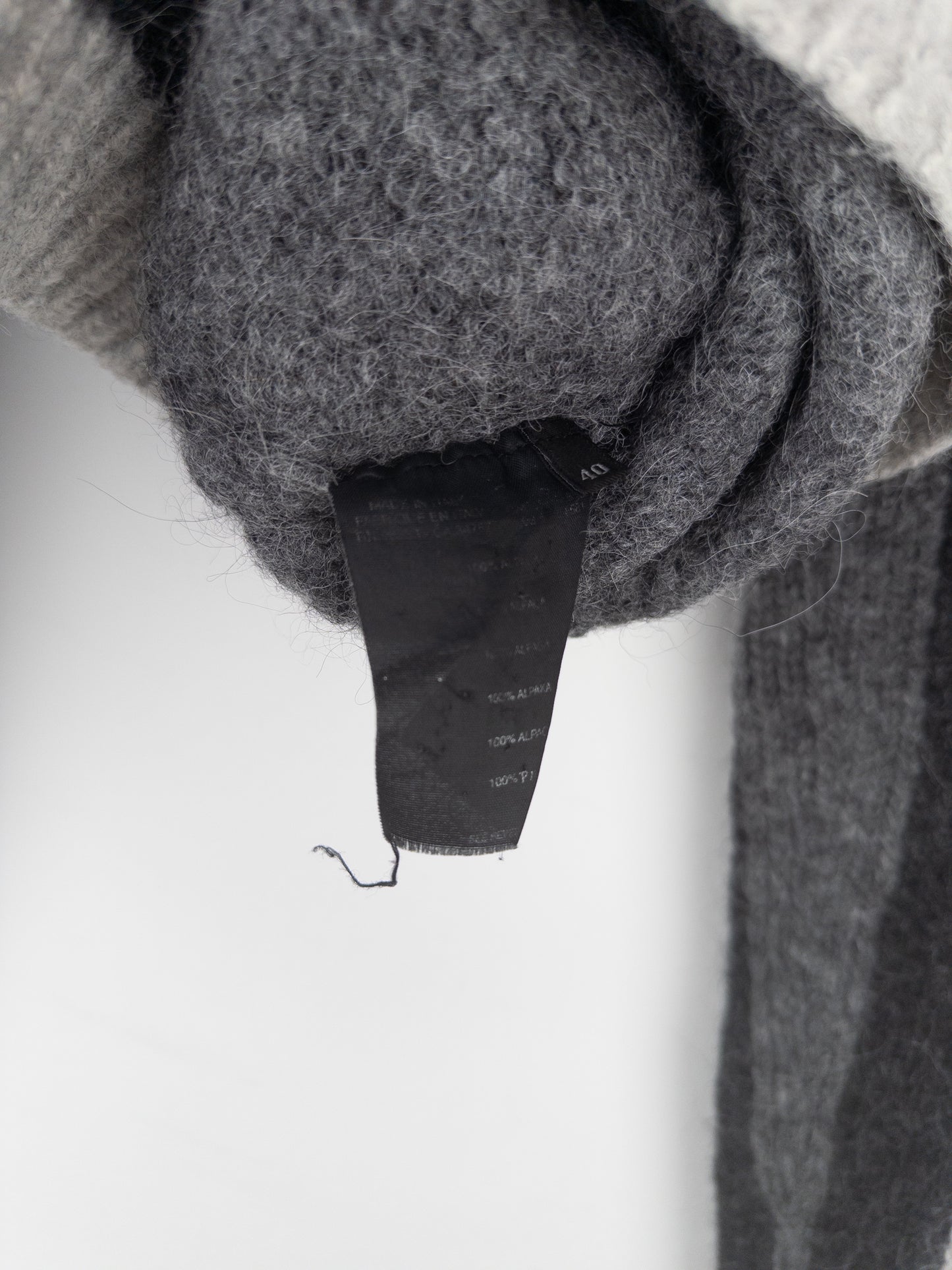 Prada 2000s Red Tab Geometric Fuzzy Knit Turtleneck Sweater