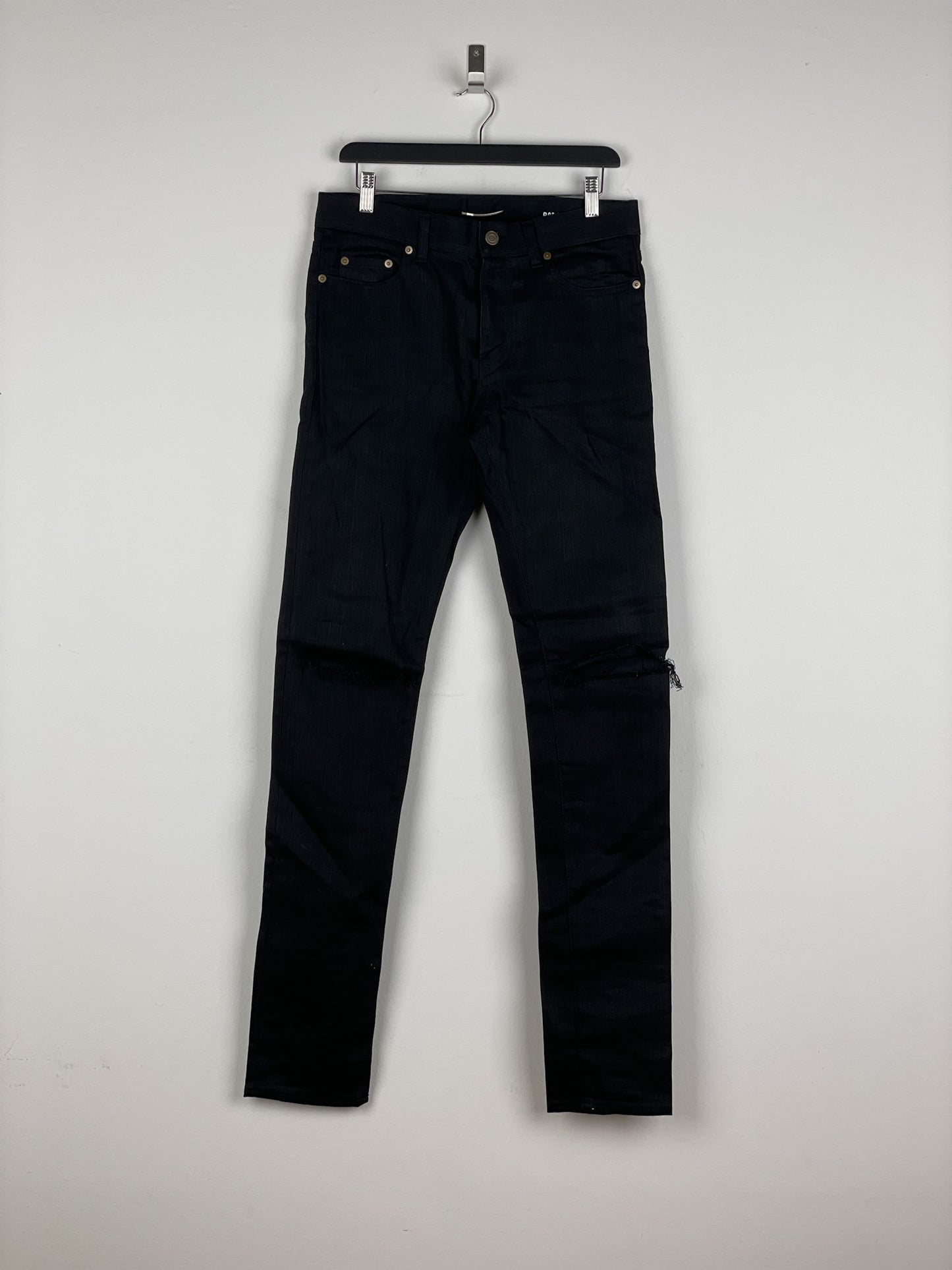 Saint Laurent D02 Distressed Knife-Cut Coated Denim Jeans