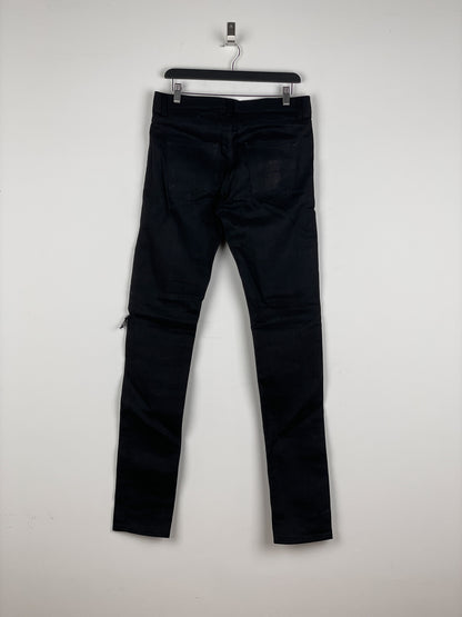 Saint Laurent D02 Distressed Knife-Cut Coated Denim Jeans