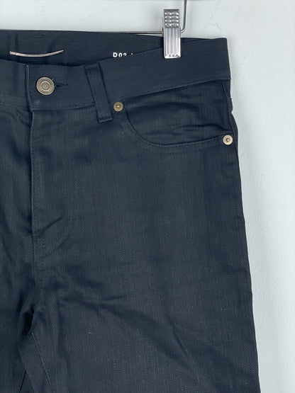 Saint Laurent D02 Distressed Knife-Cut Coated Denim Jeans