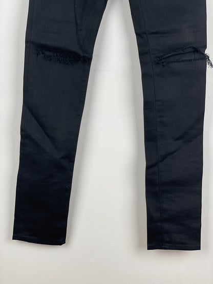 Saint Laurent D02 Distressed Knife-Cut Coated Denim Jeans