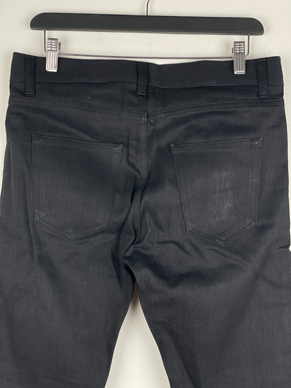 Saint Laurent D02 Distressed Knife-Cut Coated Denim Jeans