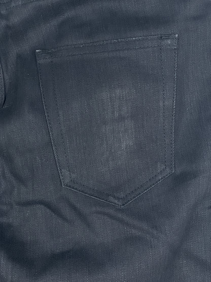 Saint Laurent D02 Distressed Knife-Cut Coated Denim Jeans
