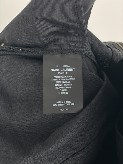 Saint Laurent D02 Distressed Knife-Cut Coated Denim Jeans
