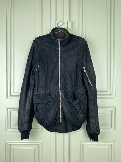 Rick Owens AW04 QUEEN Blistered Leather Police Bomber Jacket