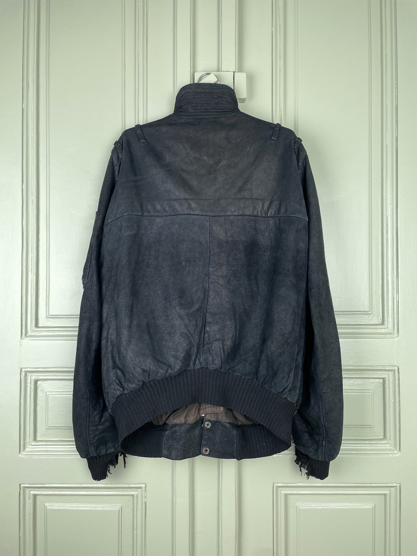 Rick Owens AW04 QUEEN Blistered Leather Police Bomber Jacket