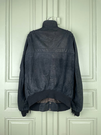 Rick Owens AW04 QUEEN Blistered Leather Police Bomber Jacket