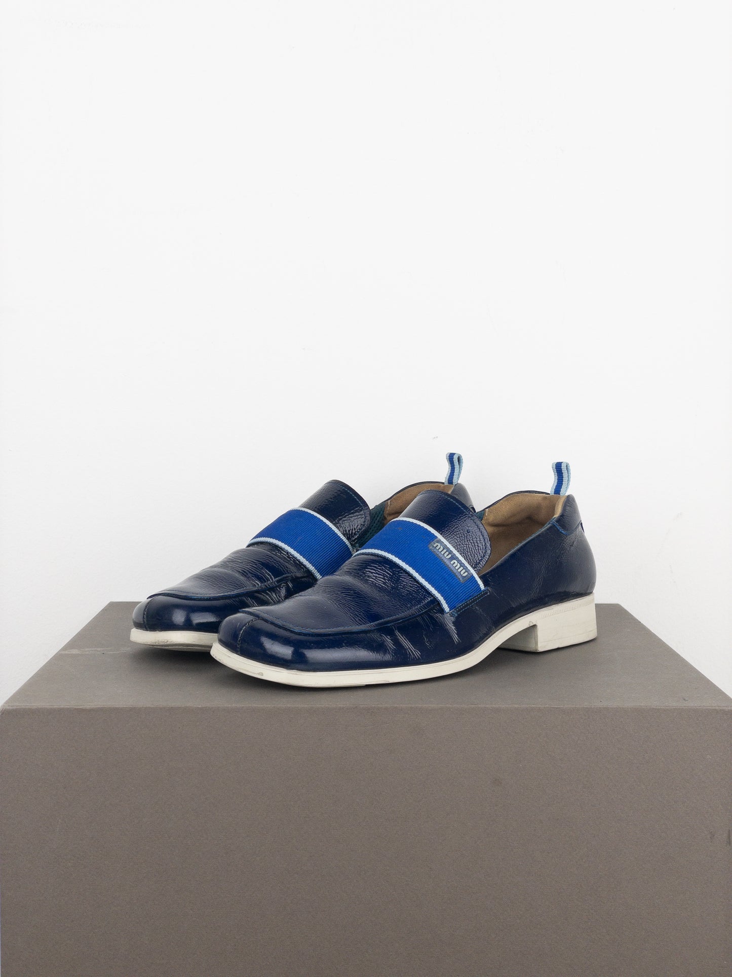 Miu Miu 2000s Square Toe Sports Penny Loafers