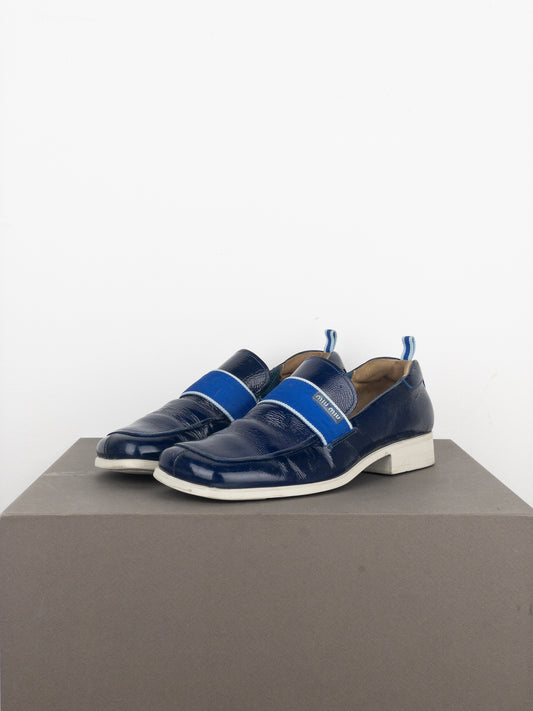 Miu Miu 2000s Square Toe Sports Penny Loafers