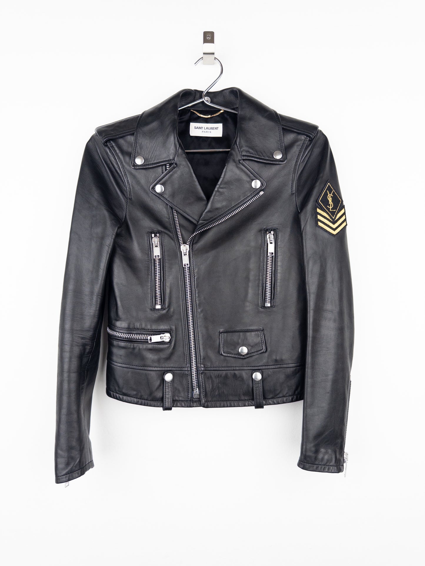 Saint Laurent AW17 Perfecto Biker Patch Leather Jacket