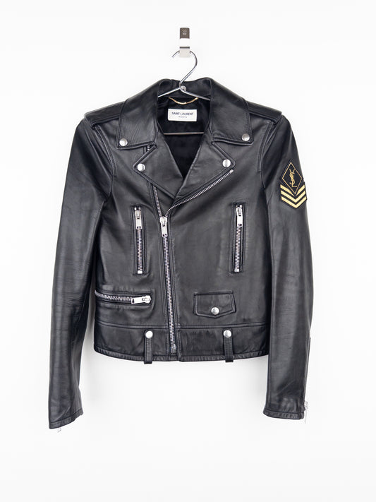 Saint Laurent AW17 Perfecto Biker Patch Leather Jacket