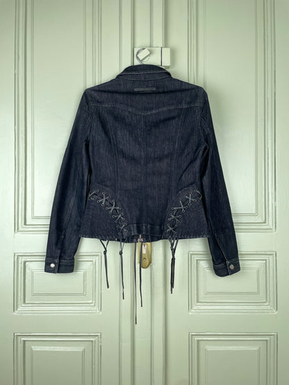 Jean Paul Gaultier 2000s Lace Bondage Denim Trucker Jacket