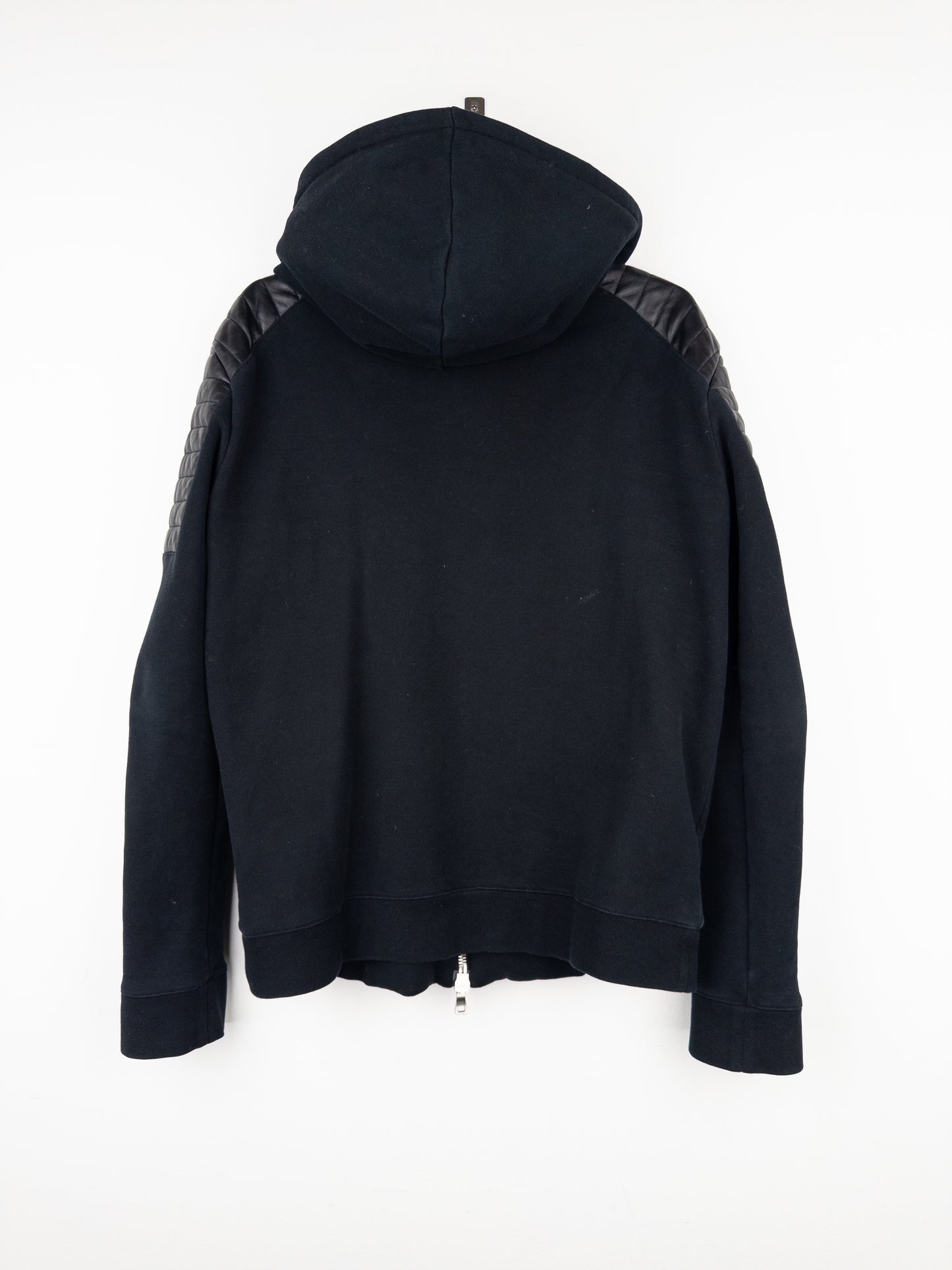 Balmain by Olivier Rousteing 2010s Leather Biker Zip-Hoodie