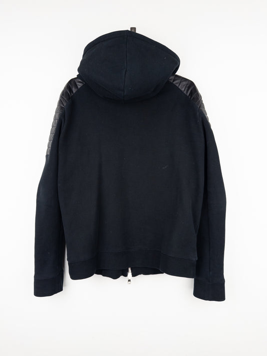 Balmain by Olivier Rousteing 2010s Leather Biker Zip-Hoodie