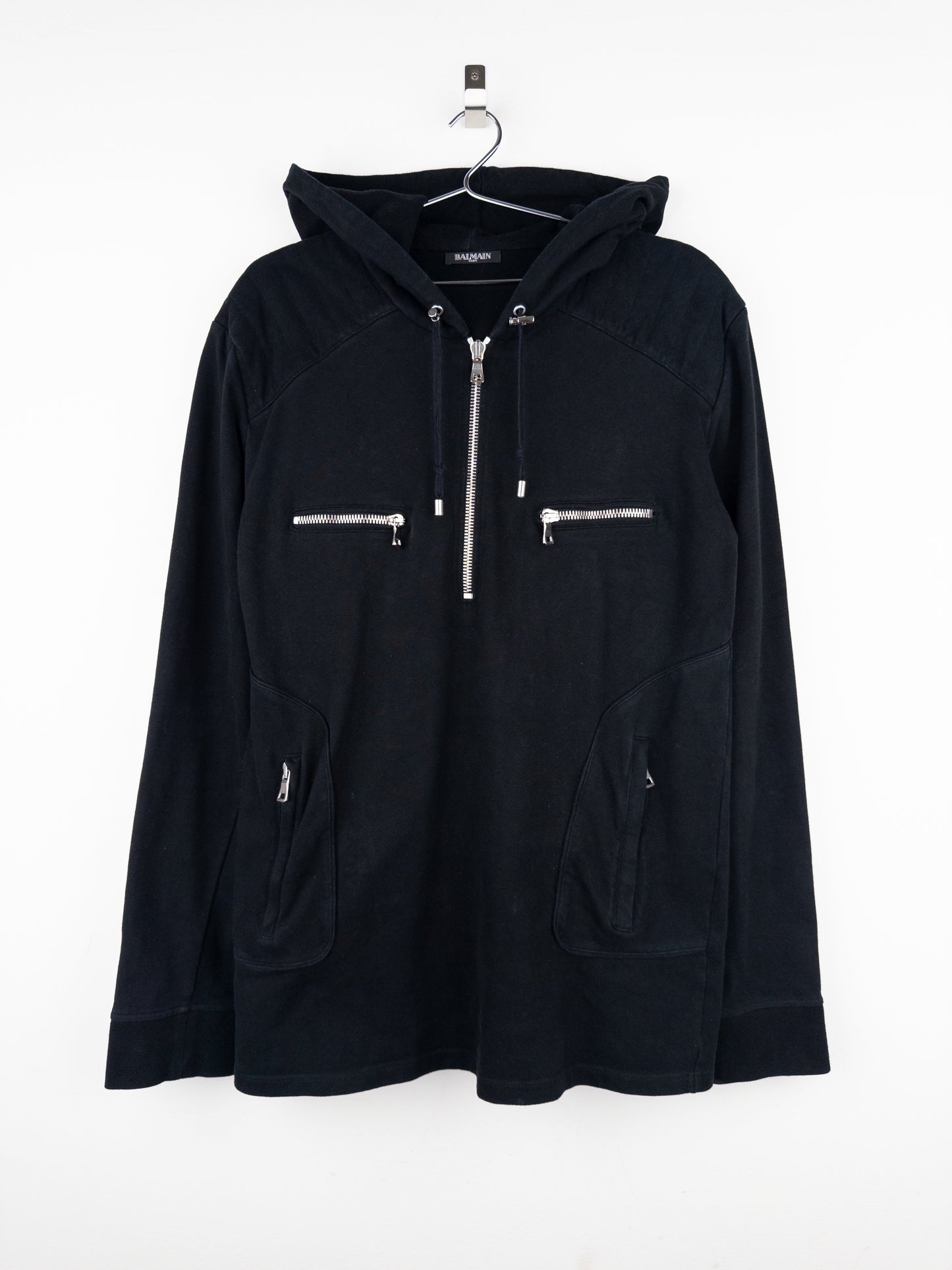 Balmain by Olivier Rousteing 2010s Biker Quarter-Zip Hoodie
