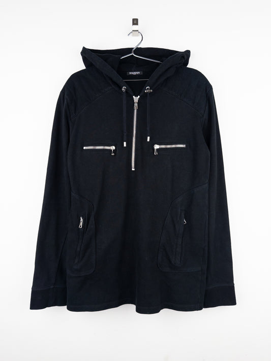 Balmain by Olivier Rousteing 2010s Biker Quarter-Zip Hoodie