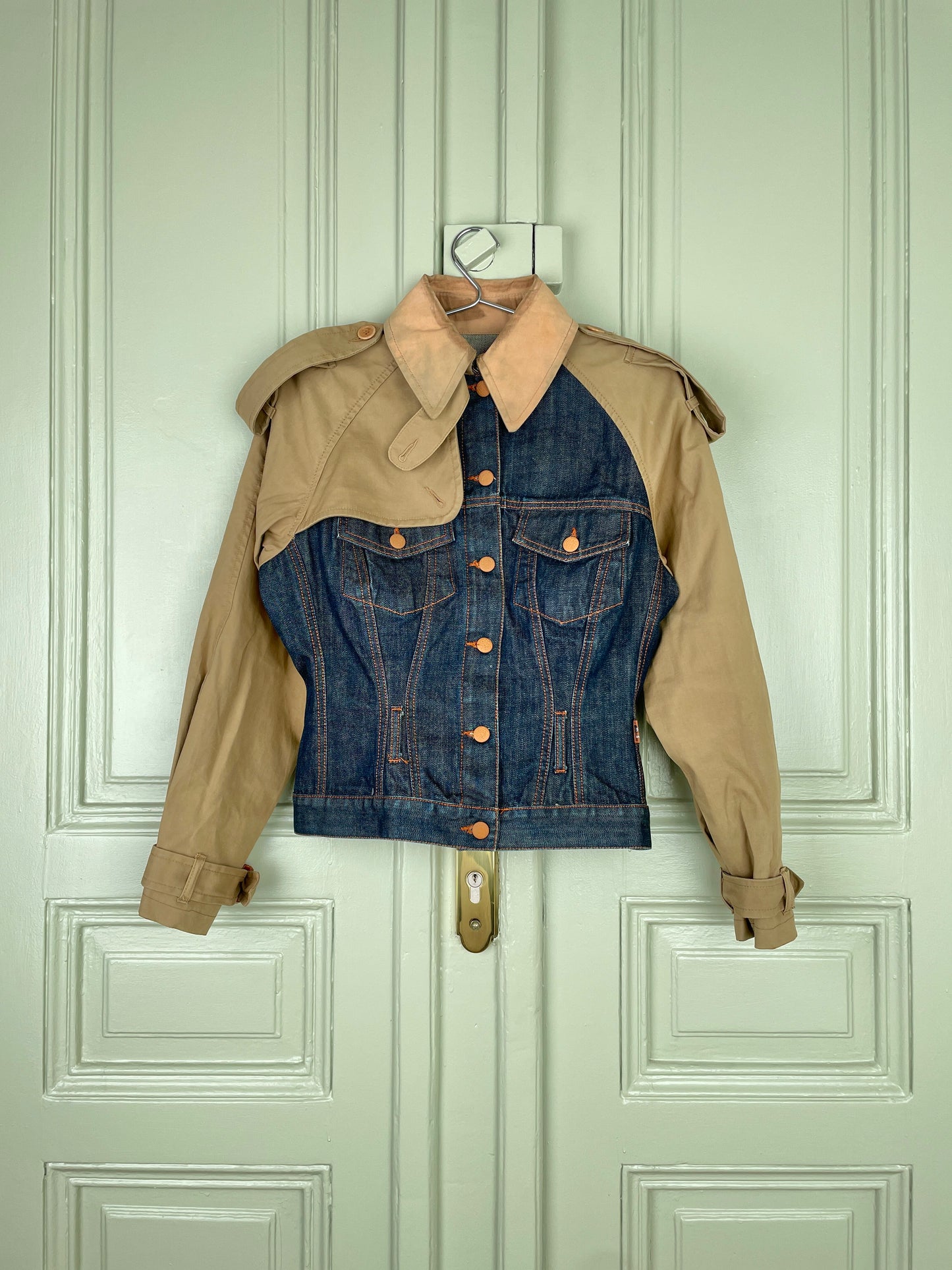 Jean Paul Gaultier 90s Hybrid Trenchcoat Denim Trucker Jacket