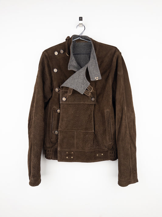 Gucci by Frida Giannini 2000s Swedish Military Leather Bomber Jacket