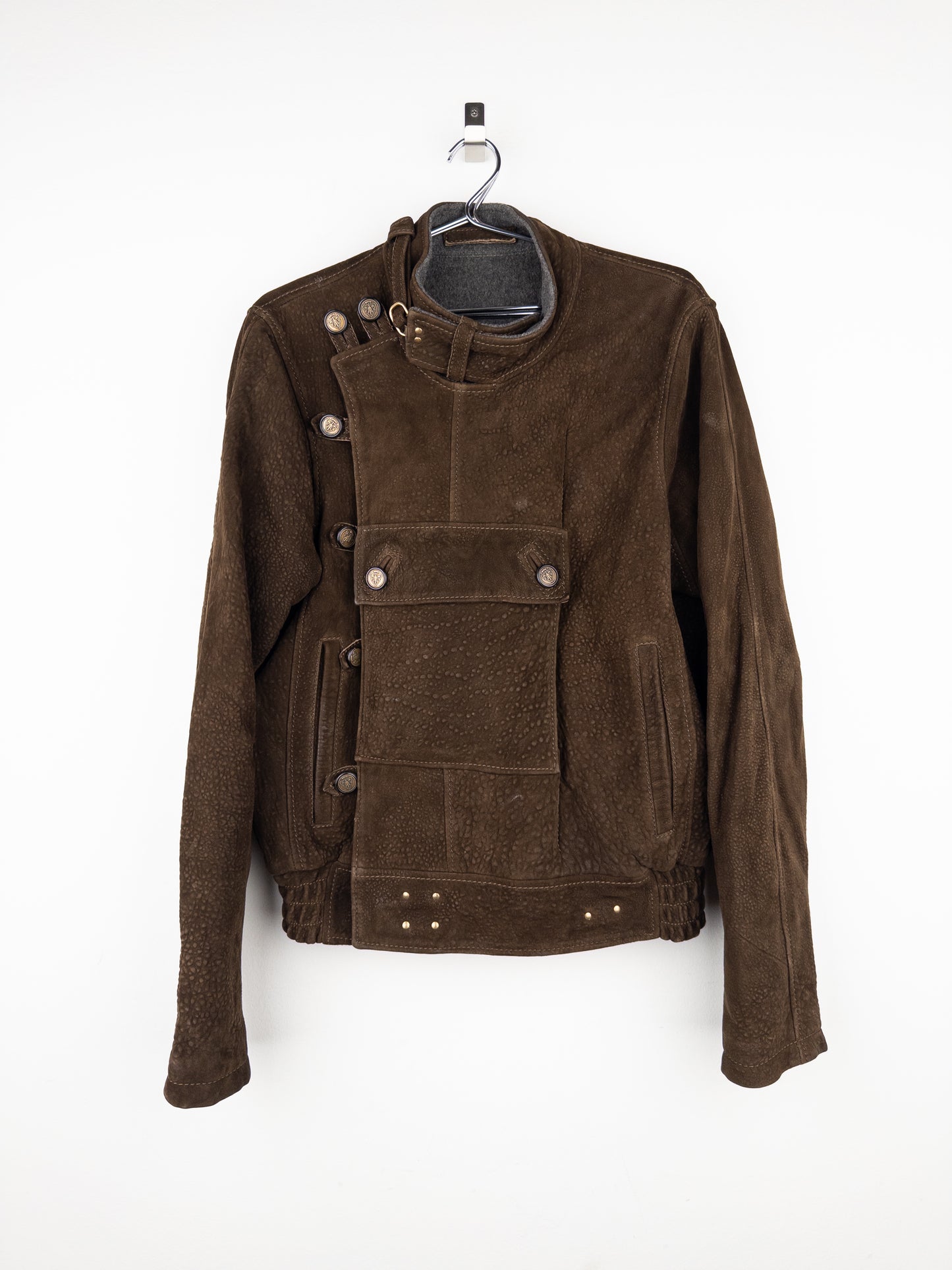 Gucci by Frida Giannini 2000s Swedish Military Leather Bomber Jacket