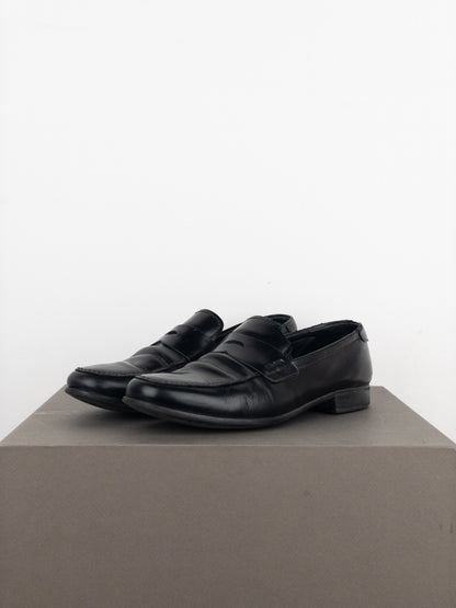 Prada 2000s Black Leather Penny Loafers