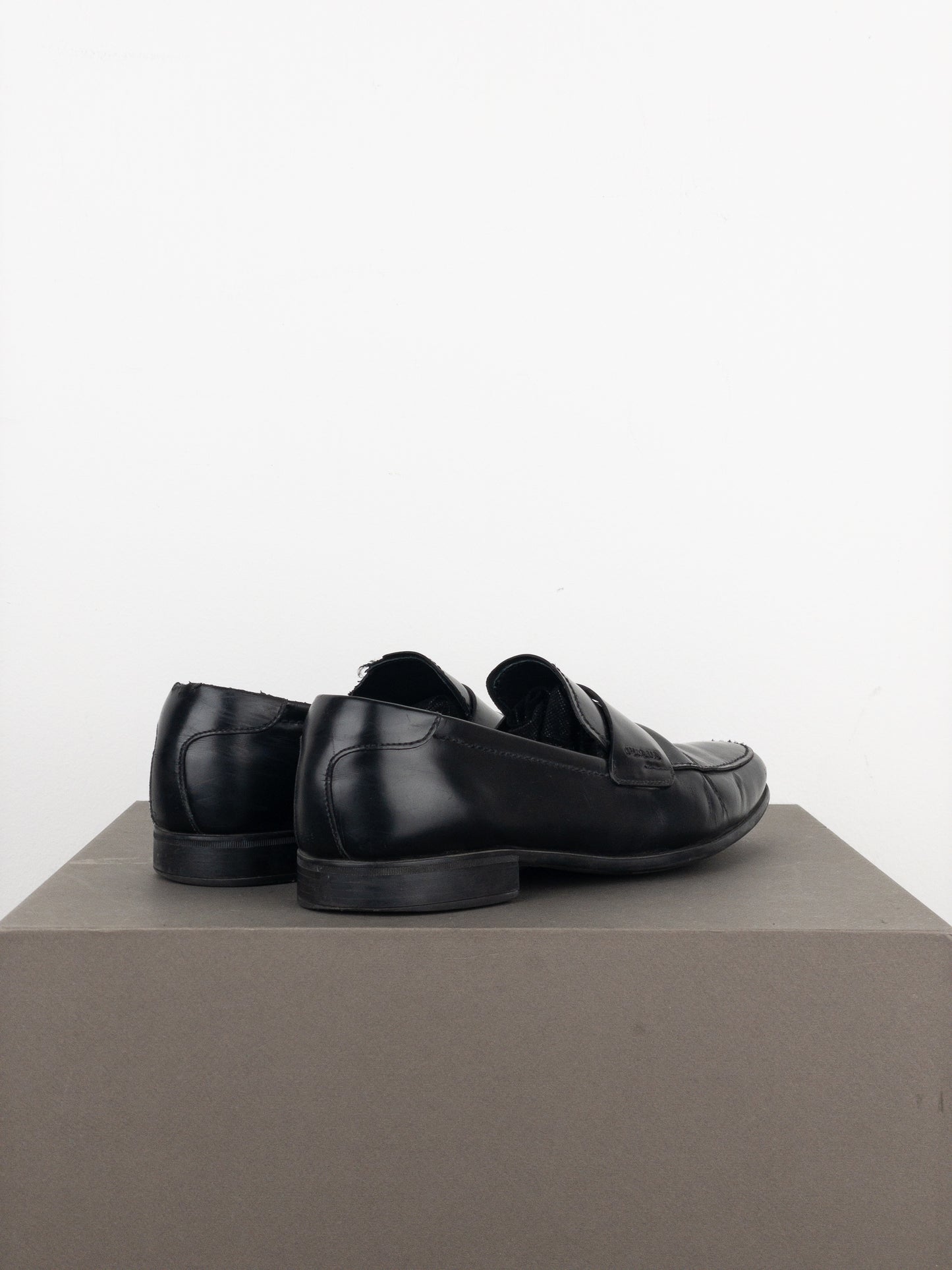 Prada 2000s Black Leather Penny Loafers
