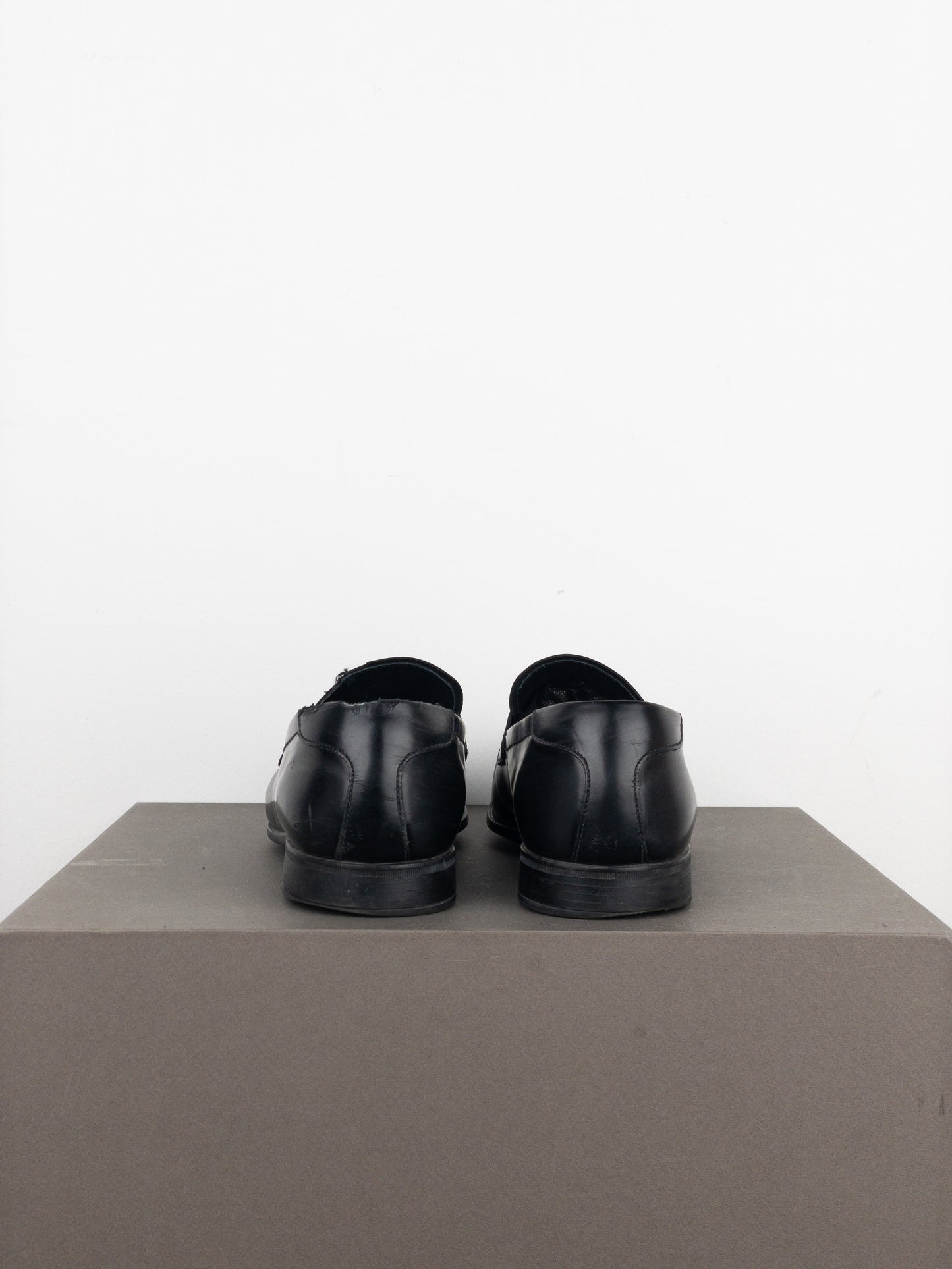 Prada 2000s Black Leather Penny Loafers