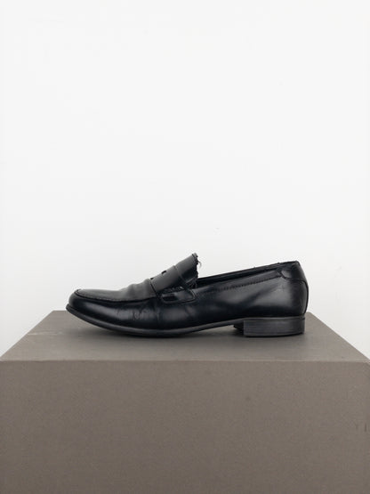 Prada 2000s Black Leather Penny Loafers