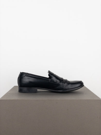 Prada 2000s Black Leather Penny Loafers