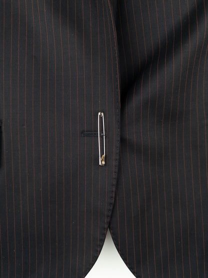 Balmain by Decarnin SS11 Safety Pin Embroidered Crest Badge Pinstripe Blazer