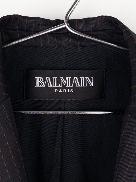 Balmain by Decarnin SS11 Safety Pin Embroidered Crest Badge Pinstripe Blazer – photo 8