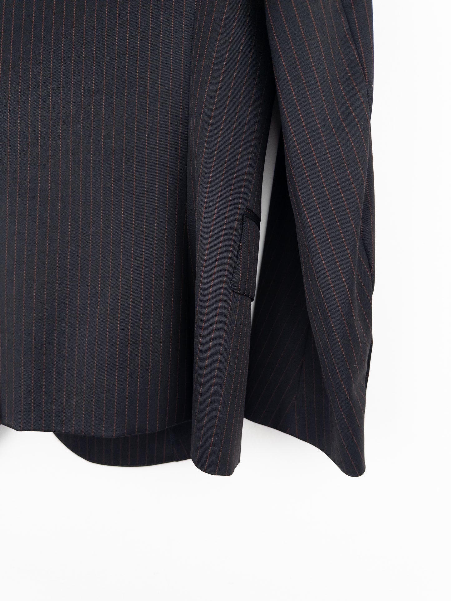 Balmain by Decarnin SS11 Safety Pin Embroidered Crest Badge Pinstripe Blazer