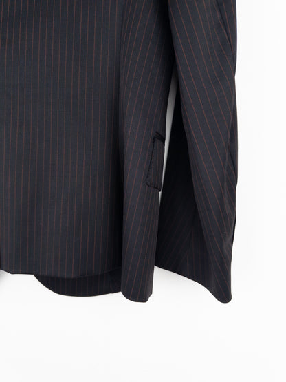 Balmain by Decarnin SS11 Safety Pin Embroidered Crest Badge Pinstripe Blazer