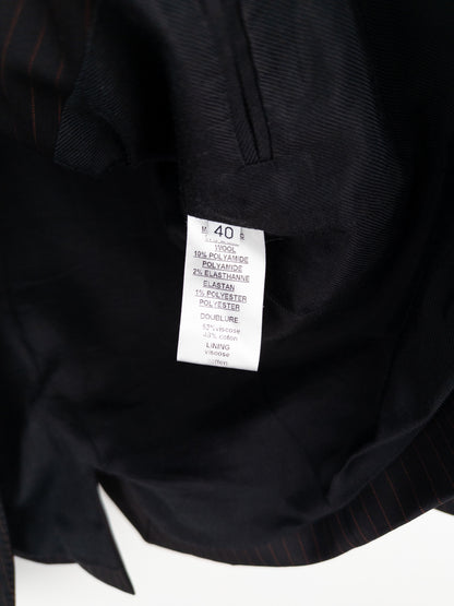 Balmain by Decarnin SS11 Safety Pin Embroidered Crest Badge Pinstripe Blazer